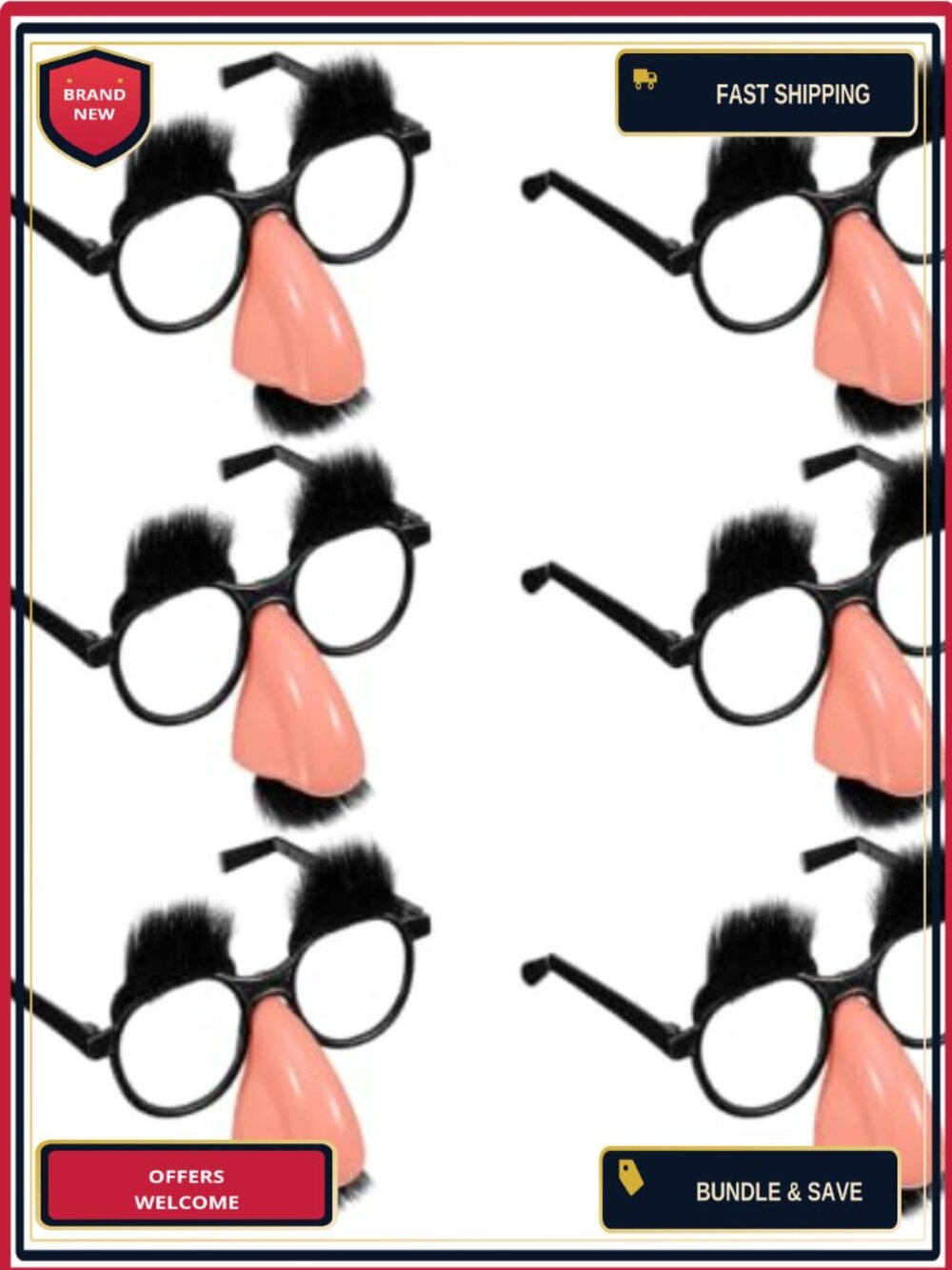 6 PCS Disguise Glasses with Funny Nose Eyebrows Mustache Costume Party